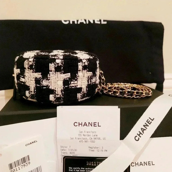Chanel Ribbon Tweed Round Clutch with Chain - Picture 5 of 12